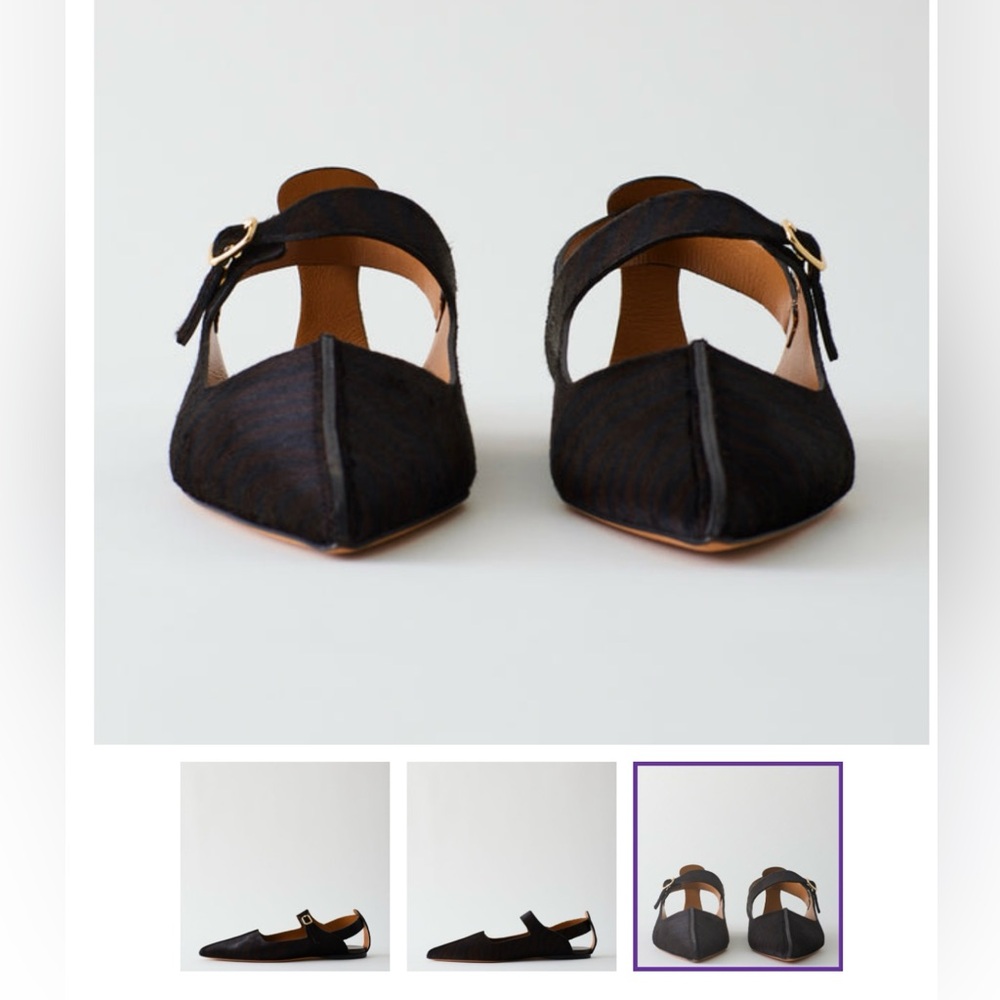 Tibi Dark Zebra Pony Hair Rudolph flat size 37